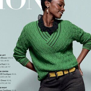 CAbi Lucky Pullover V-neck Sweater Varsity Green Size Small #4467